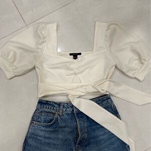 Forever 21 Cream Puff Sleeve Top